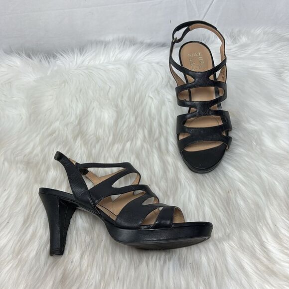 Naturtalizer Pressley Women's Black Leather Strappy Sandals WIDE WIDTH Sz 8.5 - Picture 2 of 8